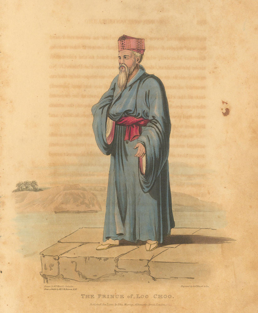 The Prince of Loo Choo. Okinawa, Japan. HAVELL/BROWNE 1818 old antique print